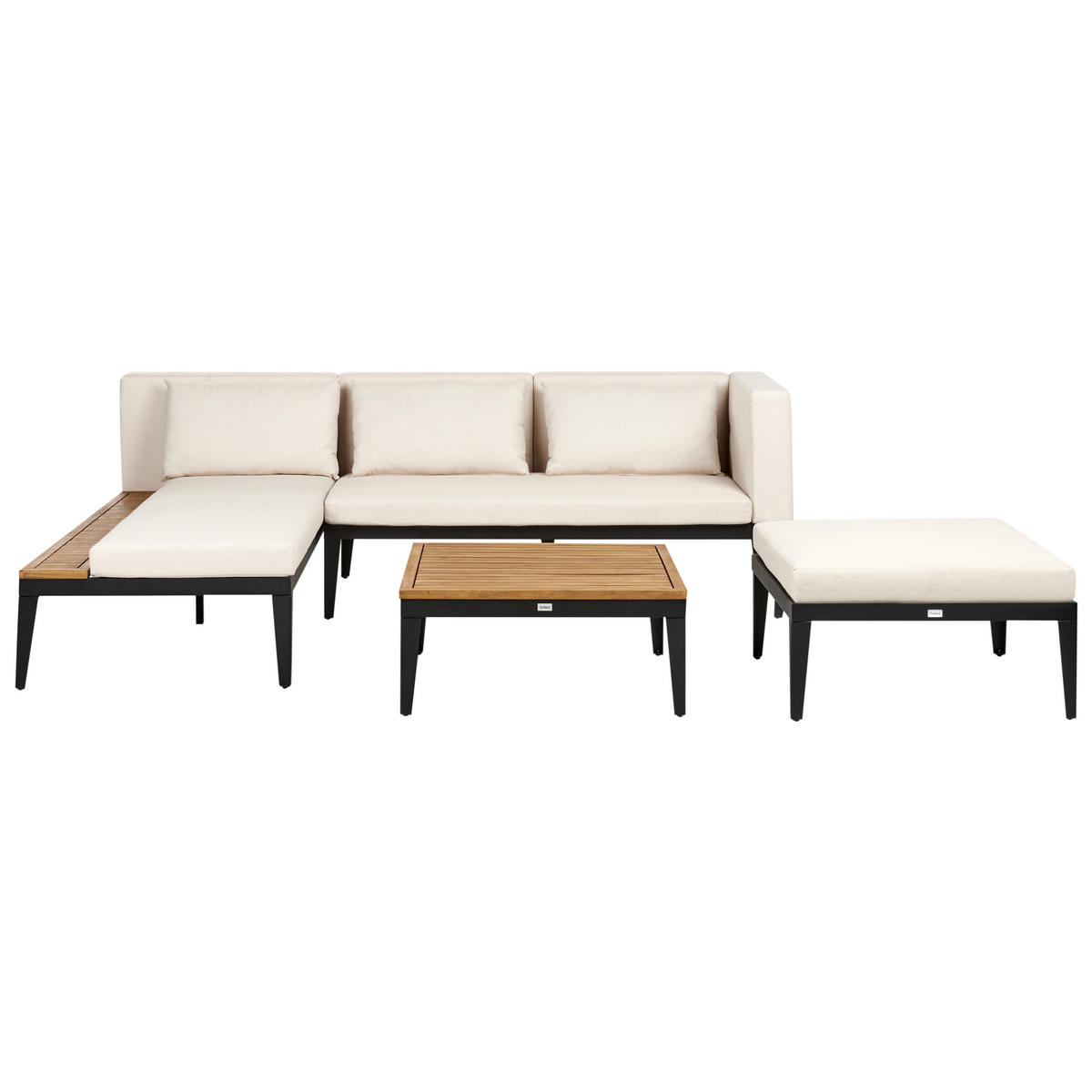 LOUNGE-SET 3-Sitzer Beige Bracciano - Hellbraun/Beige, Holz - Beliani