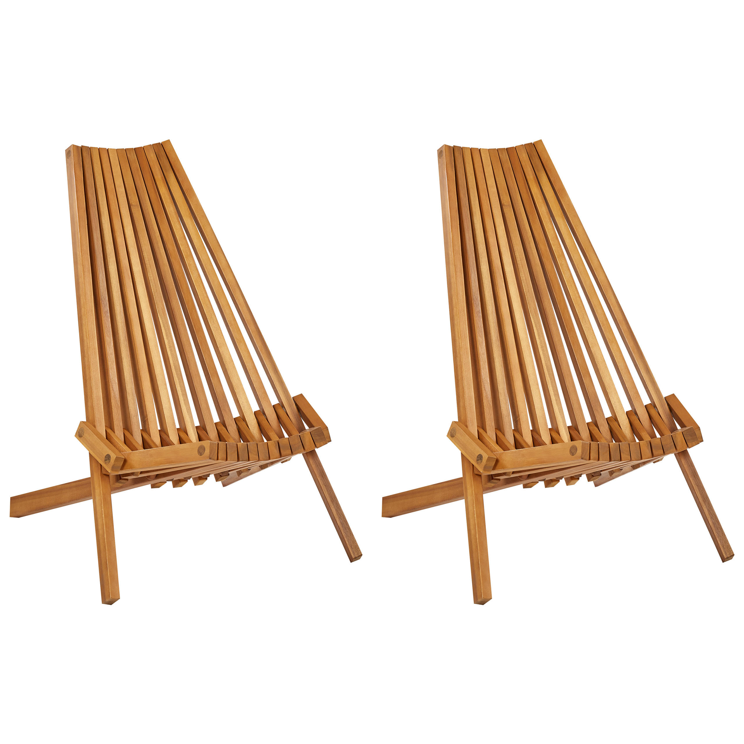 GARTENSTUHL 2er-Set Holz Heller Holzfarbton Bellano - Hellbraun, Holz (88/83/57cm) - Beliani