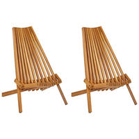 GARTENSTUHL 2er-Set Holz Heller Holzfarbton Bellano - Hellbraun, Holz (88/83/57cm) - Beliani