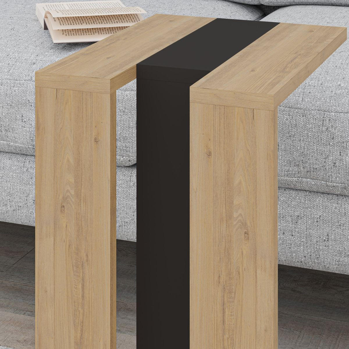 BEISTELLTISCH H57 cm - Macha - Eiche Artisan/Grau, Holzwerkstoff (30/40/57cm) - Calicosy