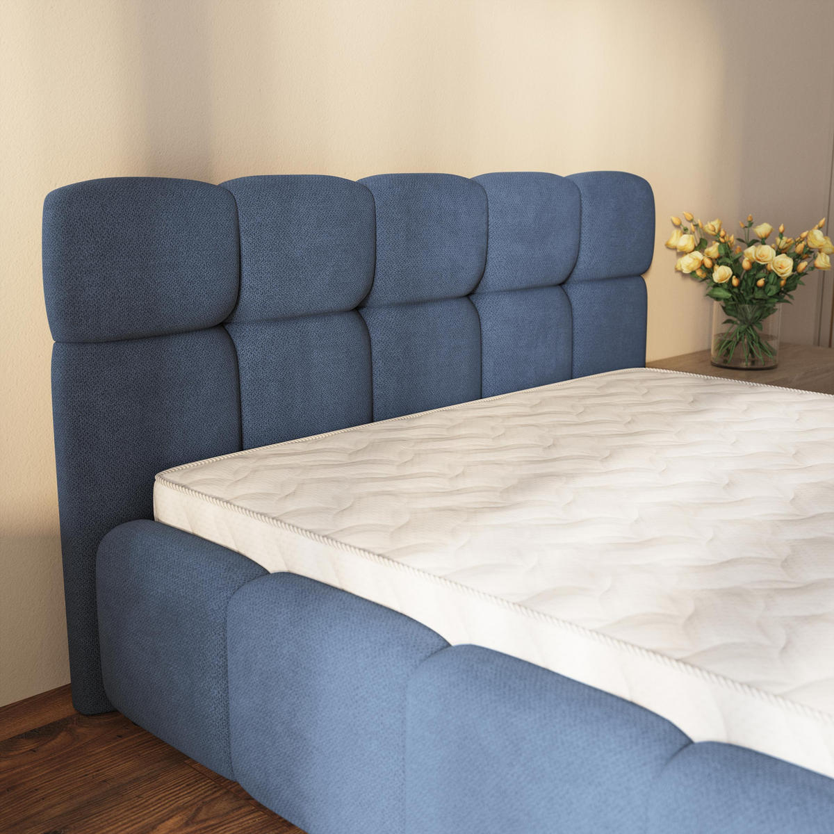 ČALOUNĚNÁ POSTEL ELIZJA 180x200 cm, s úložným prostorem, Modrá - SORO 76 - modrá, dřevo/textil (180/200cm) - MASSENO