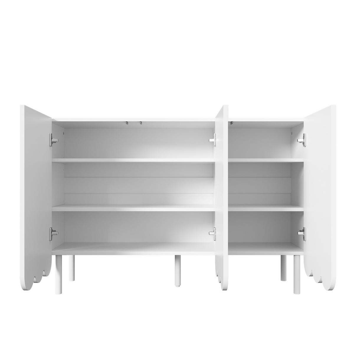 SIDEBOARD mit 3 Türen & 3 Schubladen, Weiß & Holzoptik, 160 x 40 x 80 cm - Weiß, Holzwerkstoff/Metall (120/80/35cm) - Urban Meuble