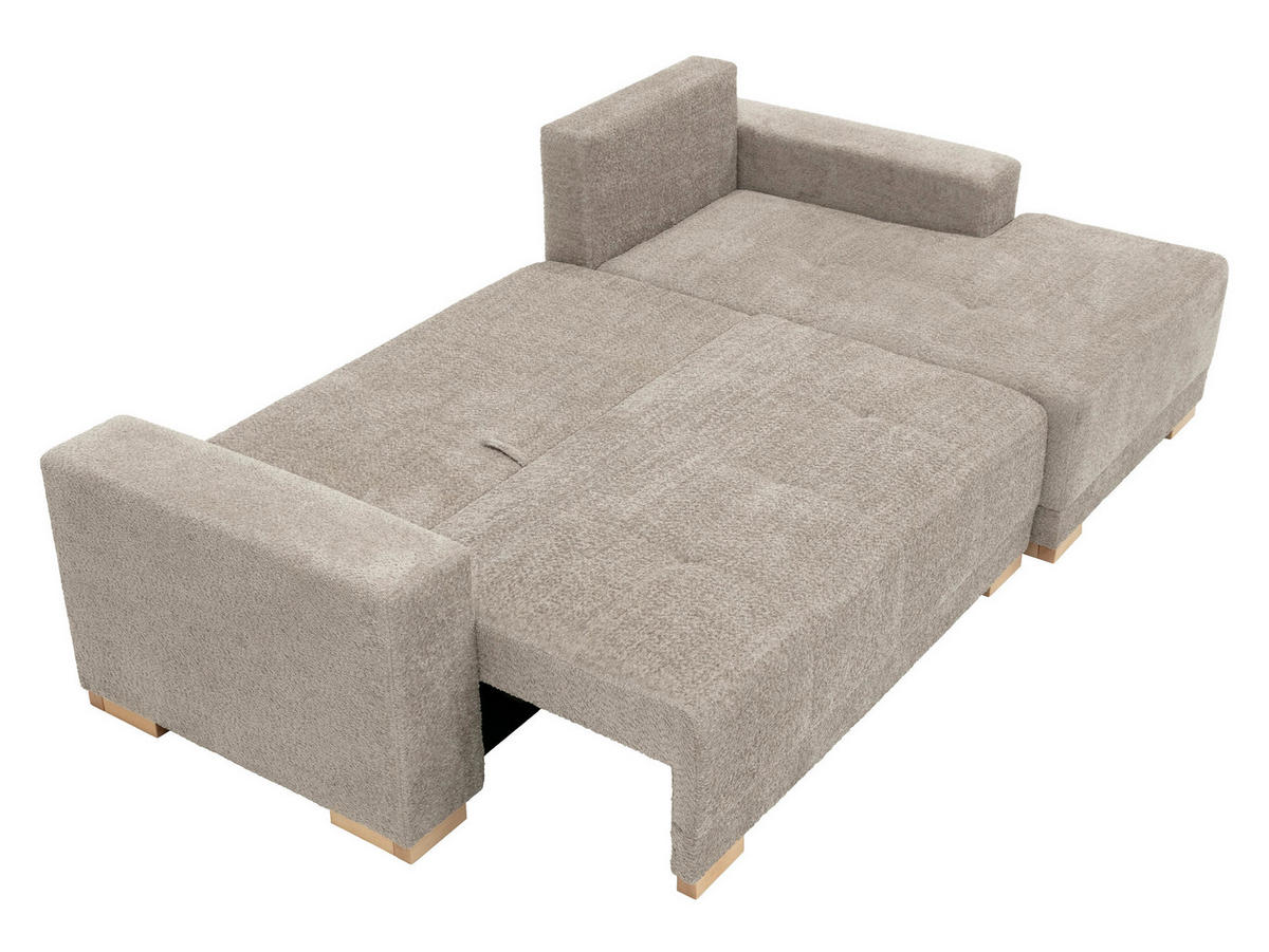 ECKSCHLAFSOFA Bello, Seite: Links - Creme/Naturfarben, Holz/Textil (240/140cm) - MIRJAN24