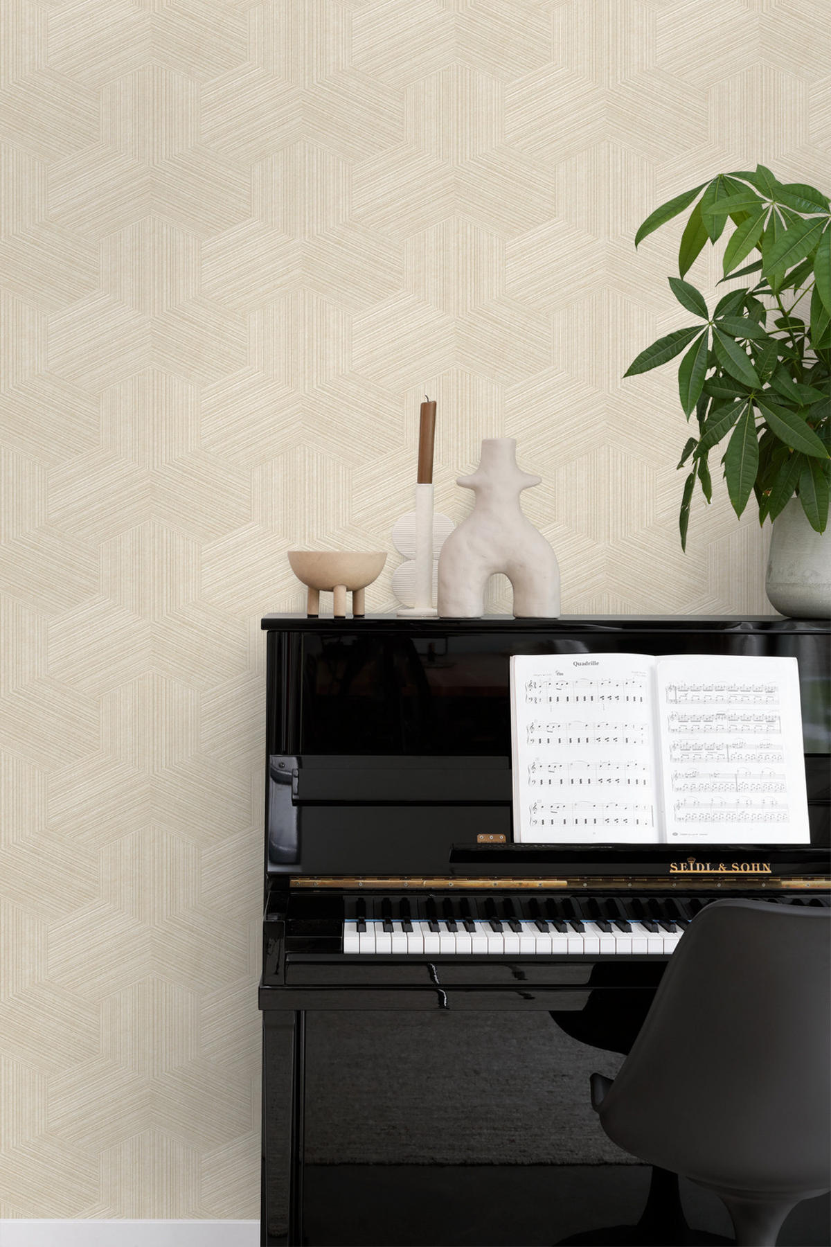 TAPETE 3D-Muster 50 x 900 cm - Beige, Papier (50/900cm) - Origin Wallcoverings
