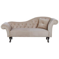 ČALOUNĚNÉ LEHÁTKO CHAISE LONGUE Sametová látka béžové pravostranné Lattes - béžová, textil (188/87/59cm) - Beliani