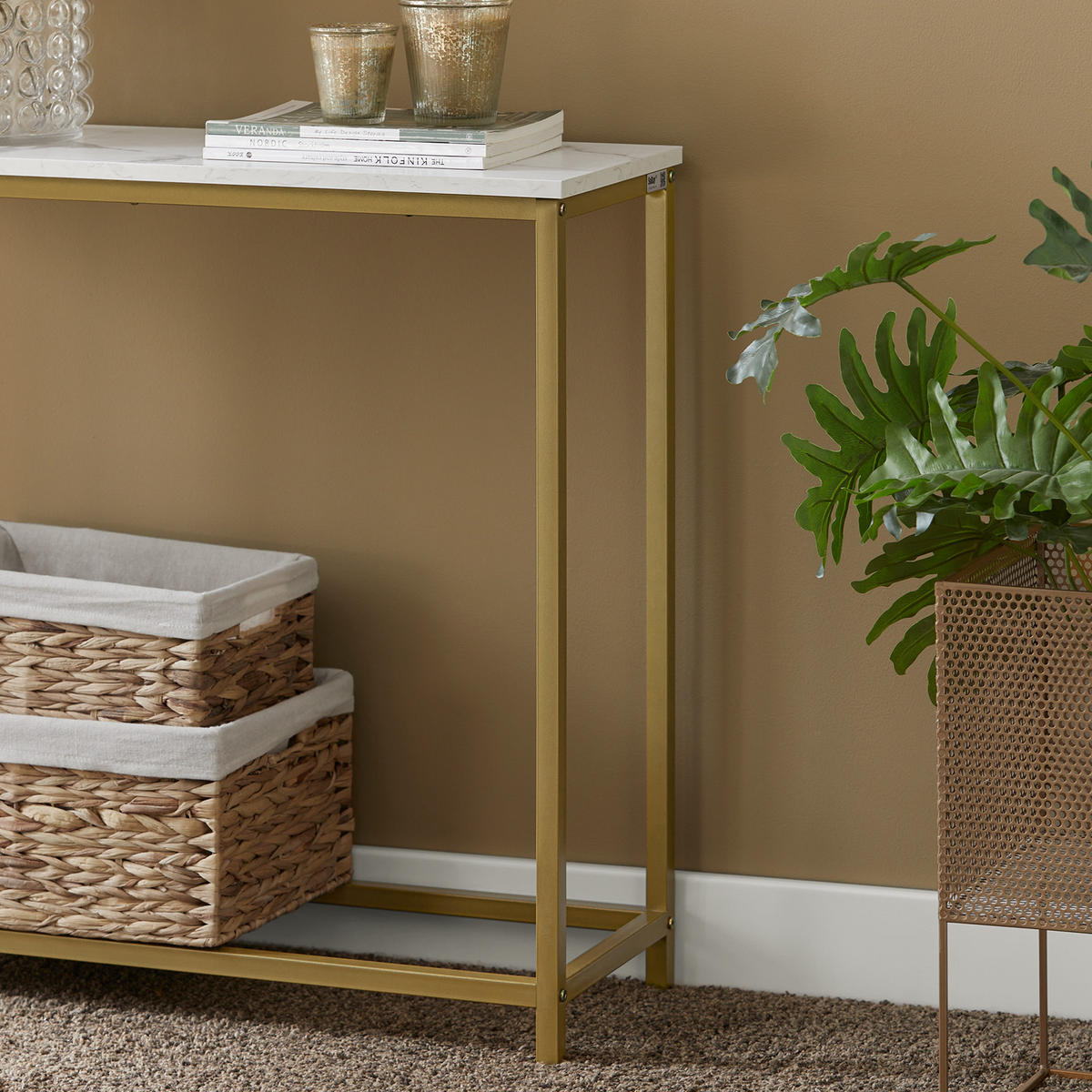 KONSOLENTISCH Golden - Goldfarben, Holzwerkstoff (30/80/75cm) - SoBuy