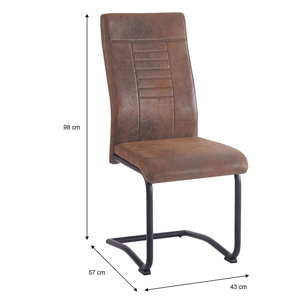 ESSZIMMERSTUHL ALBA 4er-Set Vintage/schwarz - Dunkelbraun/Schwarz, Textil (43/98/60cm) - CARO-Möbel