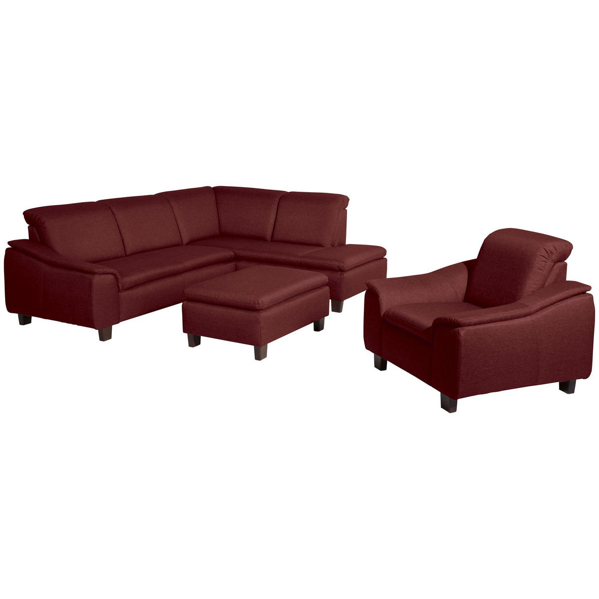 ECKSOFA mit Ottomane rechts Kaylil Flachgewebe rot - Rot, Kunststoff (187/247cm) - 58aufmkessel
