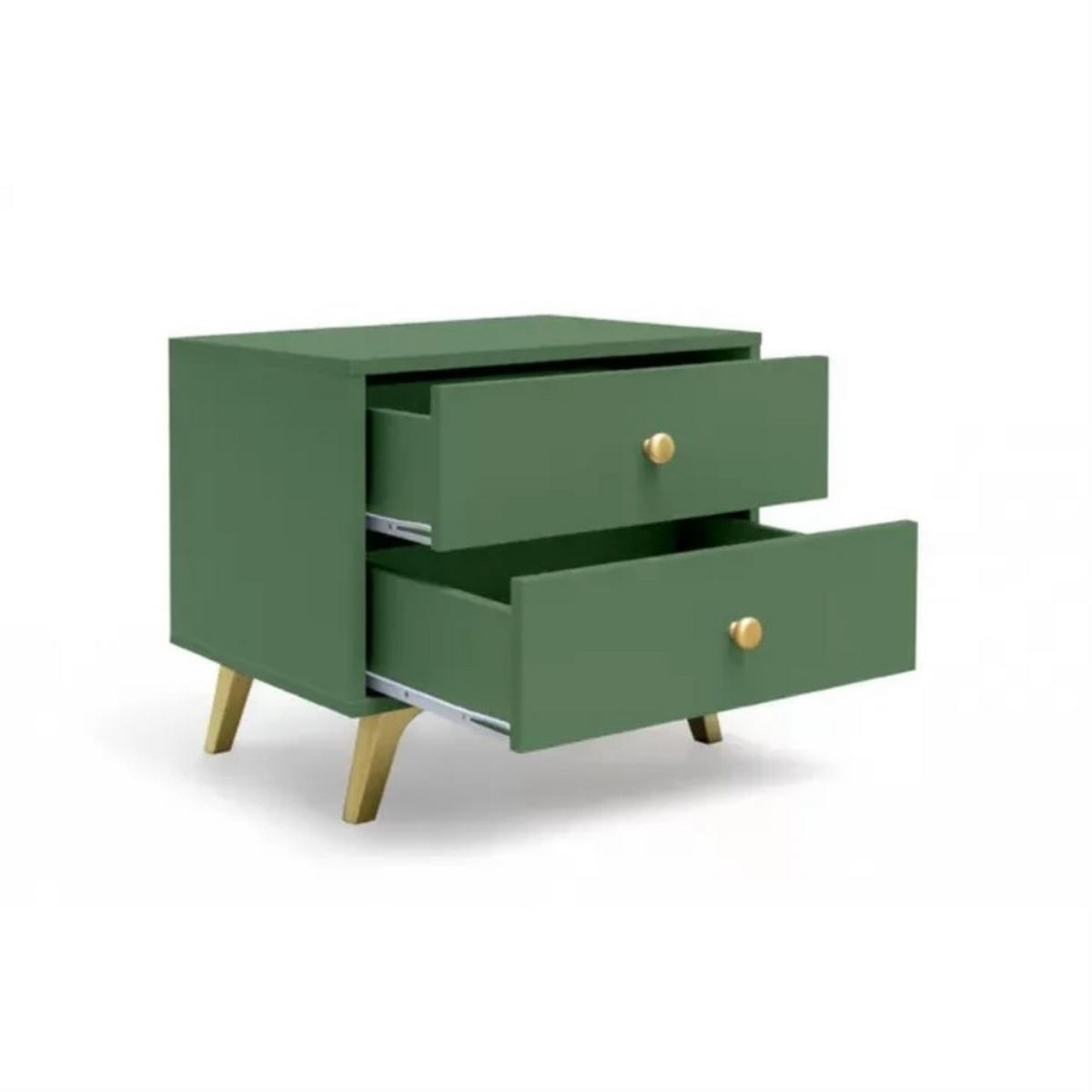 NACHTTISCH Solea Lux mit 2 Schubladen, Grün - Goldfarben/Grün, Holzwerkstoff (54/48/41cm) - Beautysofa