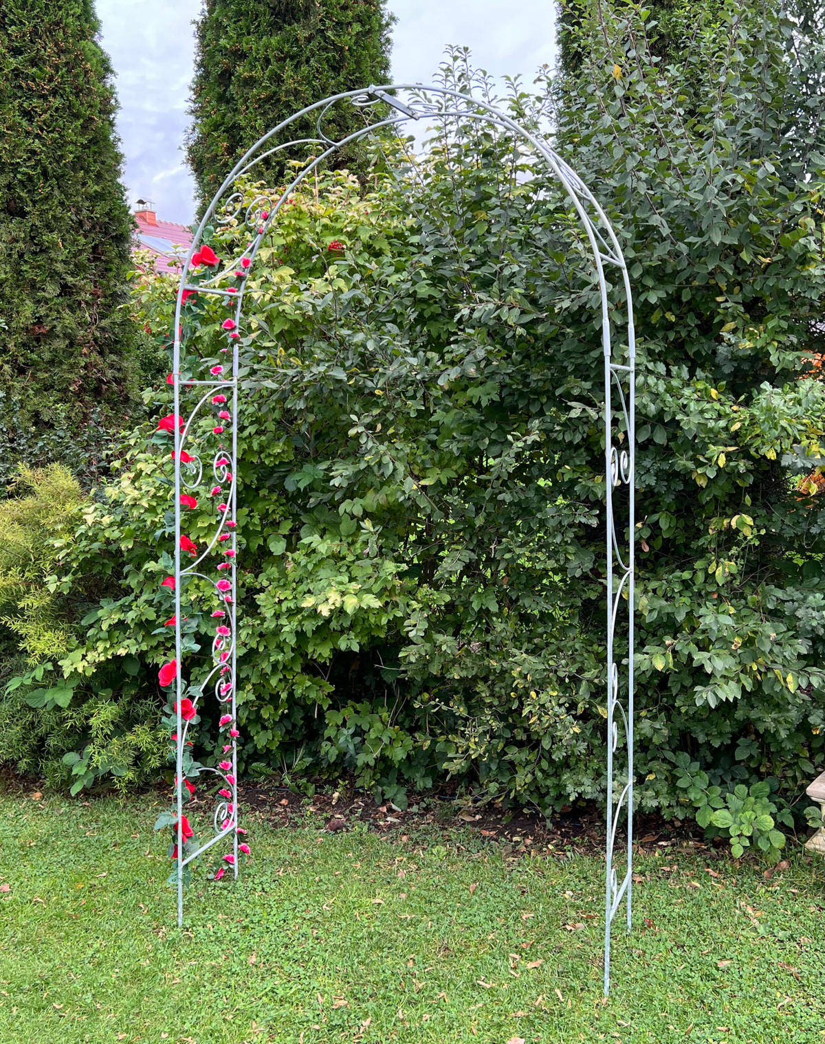 ROSENBOGEN Metall Verzinkt Massiv 135 cm Torbogen - Silberfarben, Metall (120/240/32cm) - DanDiBo