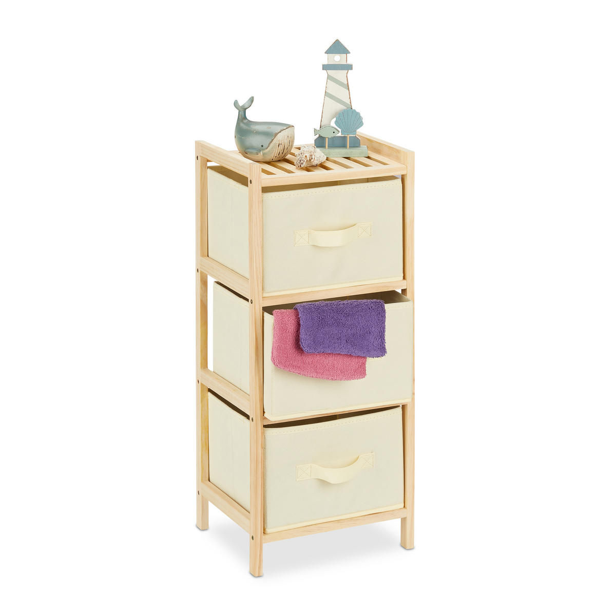 BADREGAL - Multicolor, Holz/Textil (28/65/25.5cm) - Relaxdays