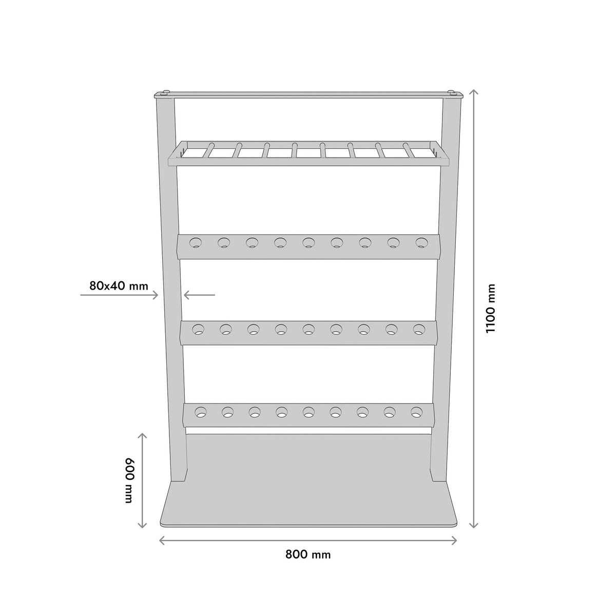 WEINREGAL Piemont Metall,Schwarz, Für 36 Weinflaschen 110/80/60cm - Schwarz, Metall (60/110/80cm) - Metalo Pro