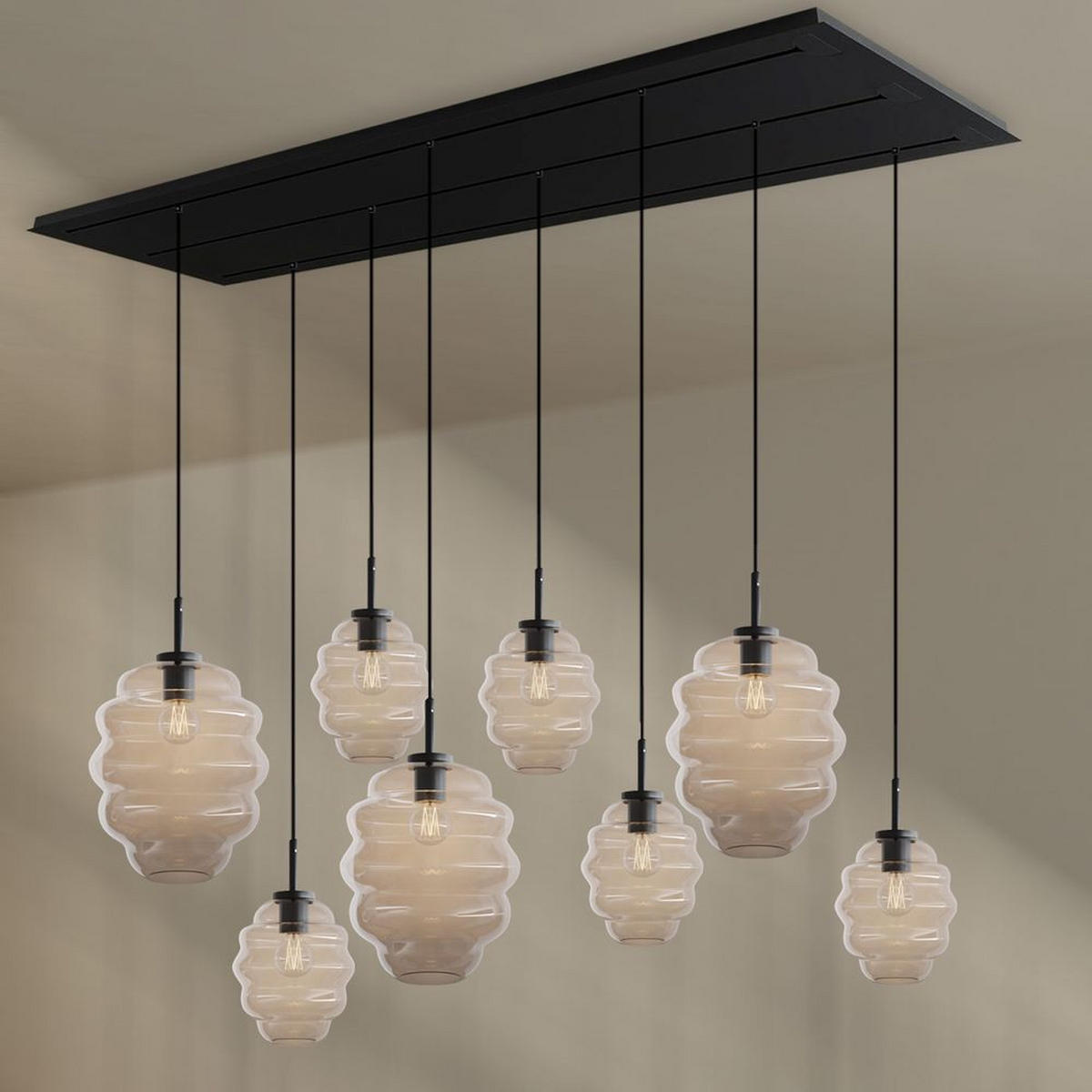 HÄNGELEUCHTE Echos 8-flammig Klar Ø 18/25cm - Klar/Schwarz, Glas (18/18/20cm) - s.luce