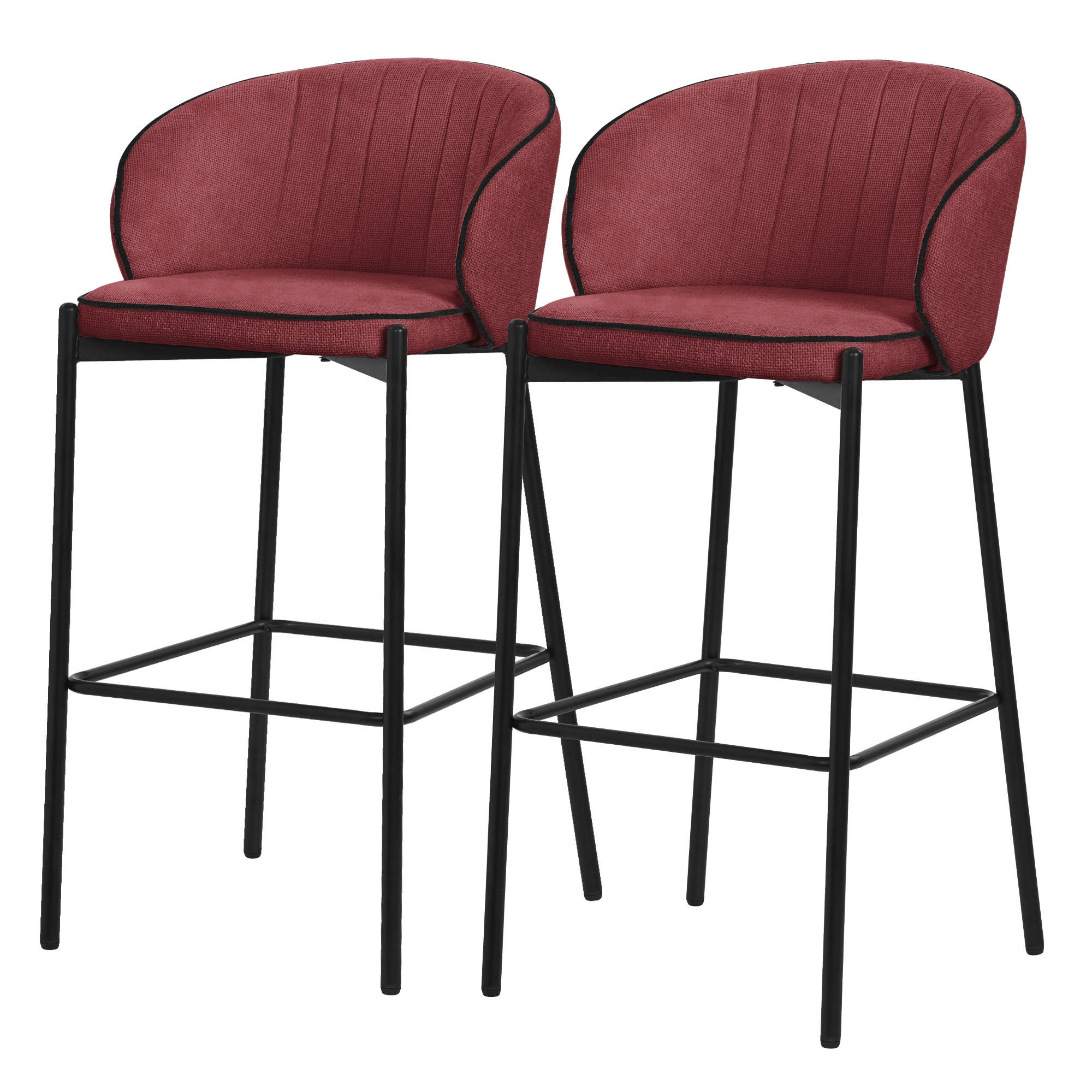 ML-DESIGN SADA 2 kusů BARHOCKER v červené barvě s látkovým potahem