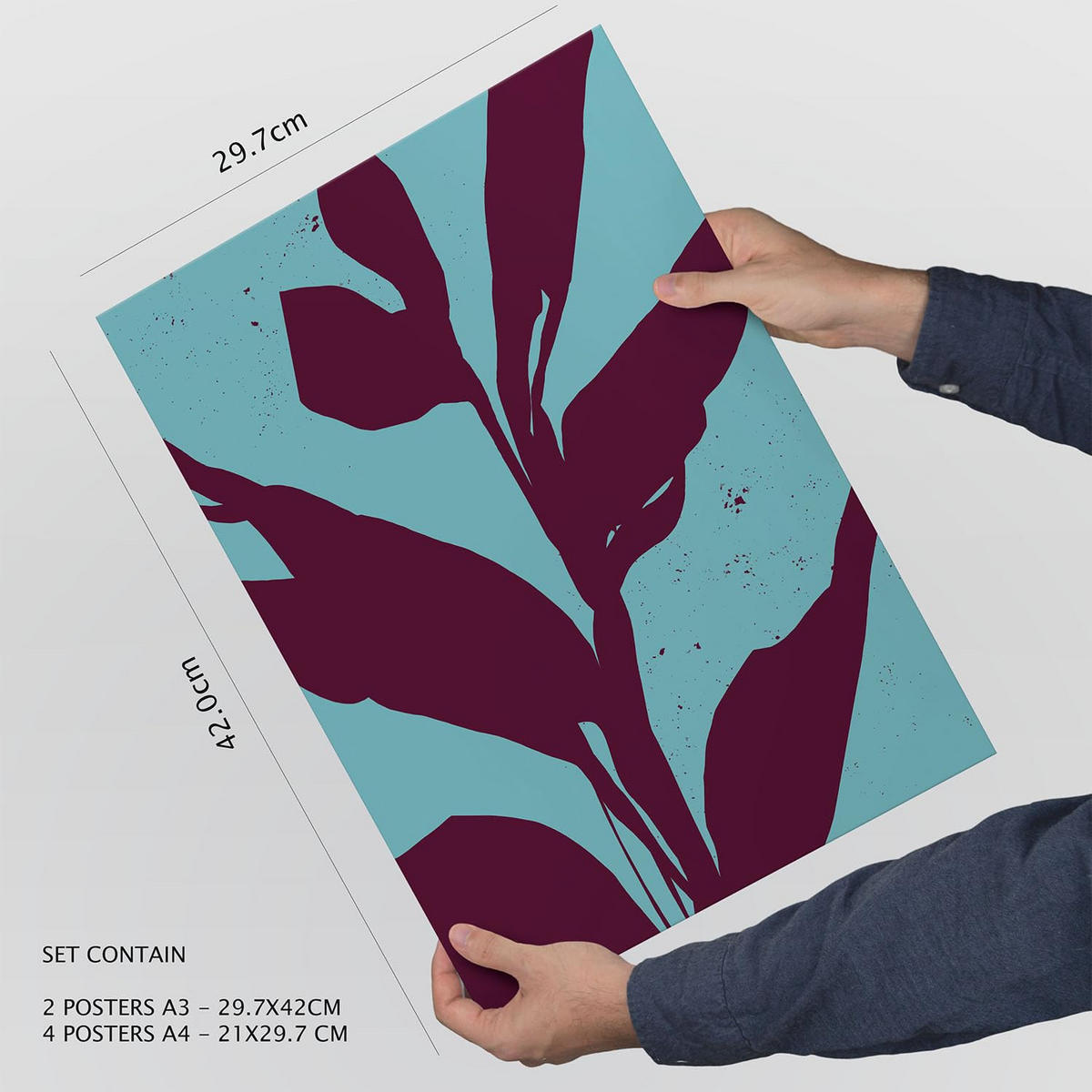 POSTER Set Mit 6 Streifenblätter In Blume Zusammenfassung Ästhetische Dekorative Gemälde Für Ihr Wohnzimmer, Schlafzimmer, Zuhause A3 & A4 Rahmenlos - Klar, Papier (29/3cm) - Nacnic