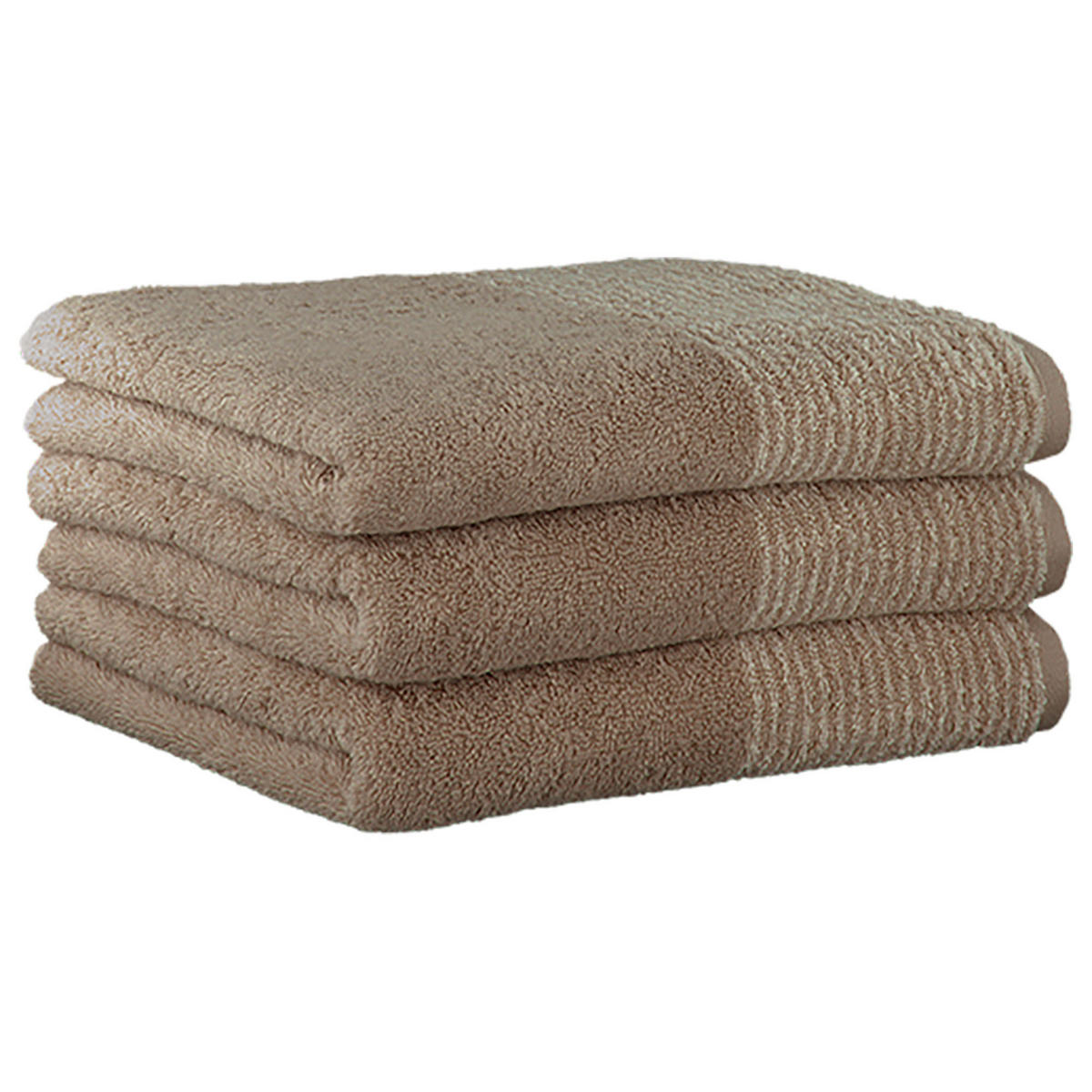 HANDTUCH Unisex Luxury Home Two-Tone Beige 3er Pack Baumwolle - Beige, Naturmaterialien (100/170cm) - Cawoe