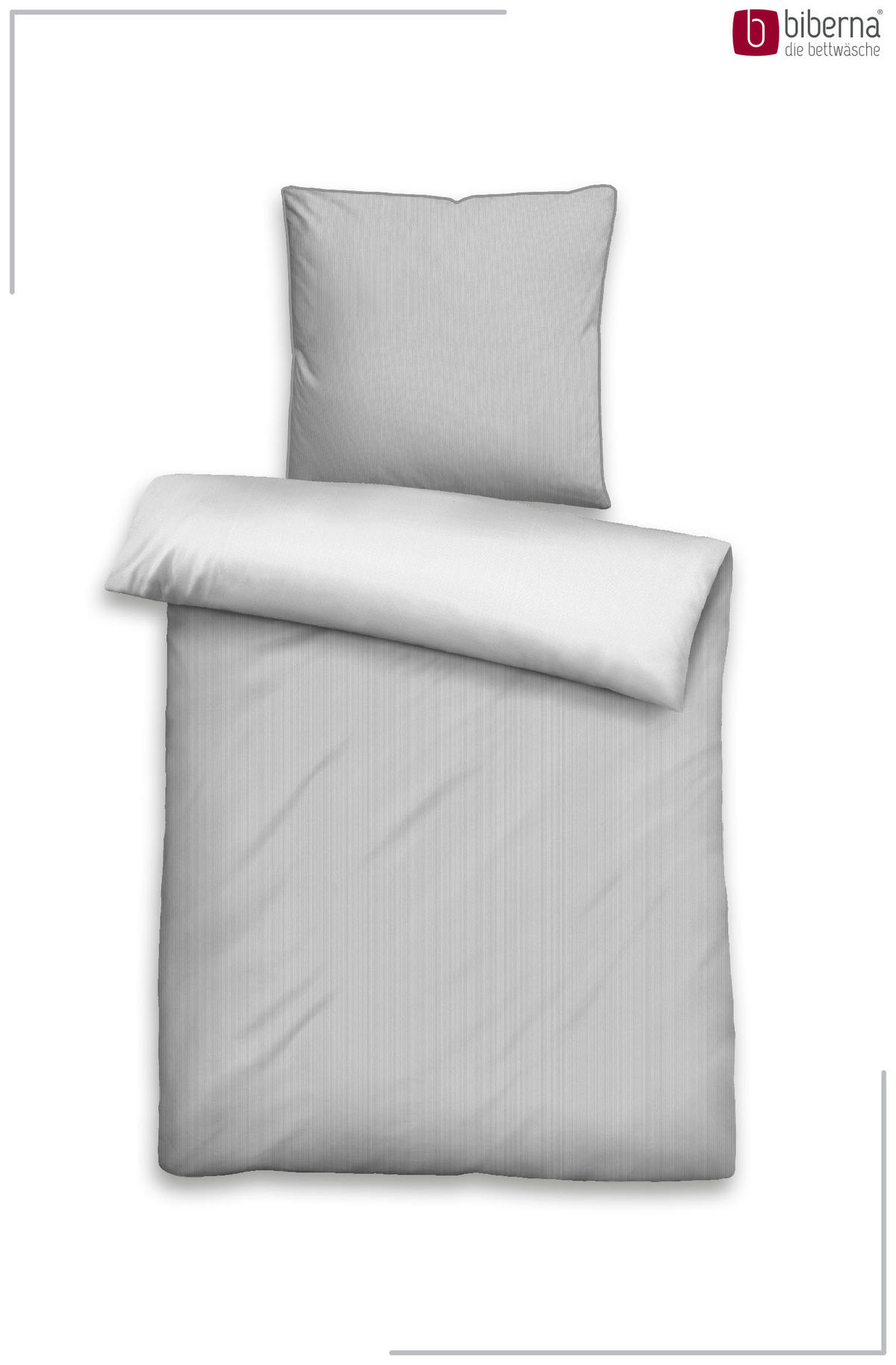 BETTWÄSCHE-GARNITUR Satin Feine Streifen sturmgrau, 155x220 cm + 80x80 cm - Grau, Textil (155/220cm) - biberna