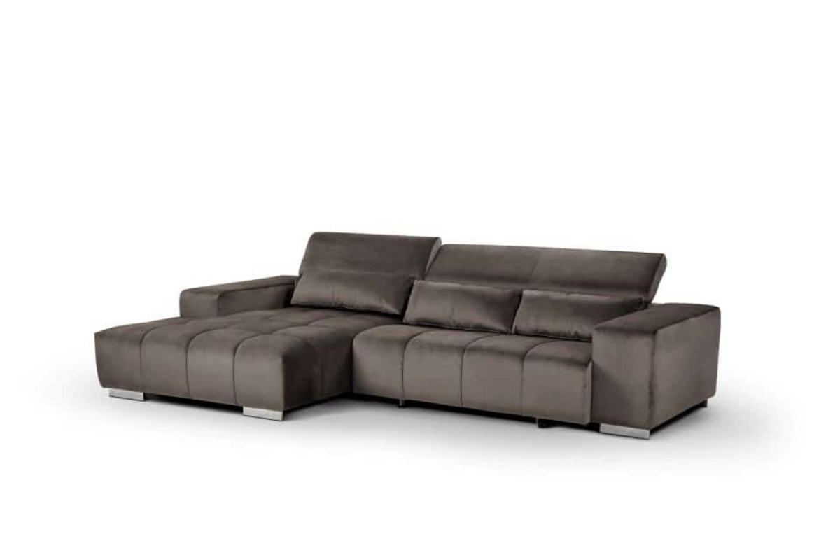 ECKSOFA mit elektrischem Sitzvorschub und verstellbaren Kopflehnen - Chromfarben/Silberfarben, Textil (307/186cm) - Cotta