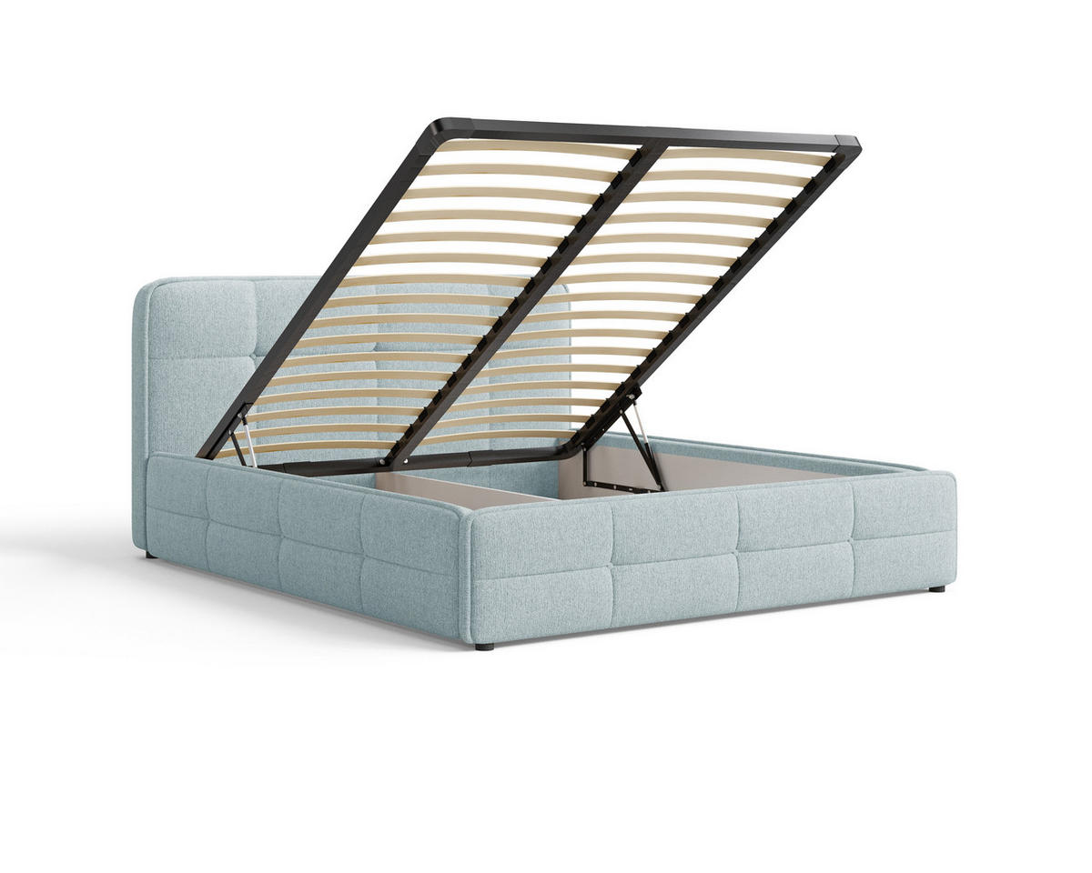 POLSTERBETT 17 140 x 200 cm – Aragon – Bett mit Federmechanismus und Stauraum - Blau, Holz (140/200cm) - ROYAL24_MARKT