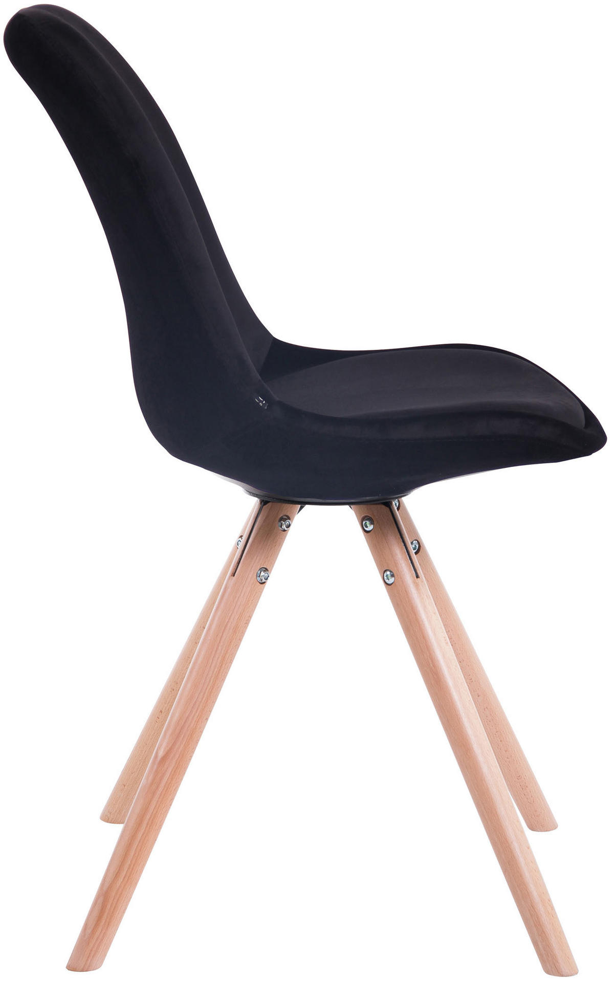 BESUCHERSTUHL Toulon Samt, Gestell Buchenholz Natura rund Schwarz - Schwarz/Naturfarben, Holz/Buchenholz (48/83/56cm) - TPFLiving