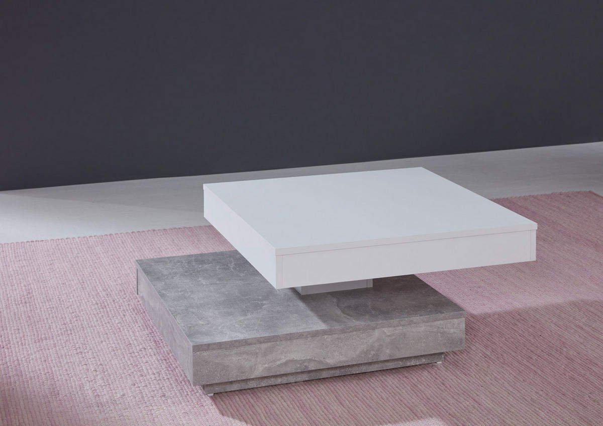 COUCHTISCH 1 Ablage Beton Dekor, weiss - Grau, Holzwerkstoff (70/70/35cm) - ebuy24