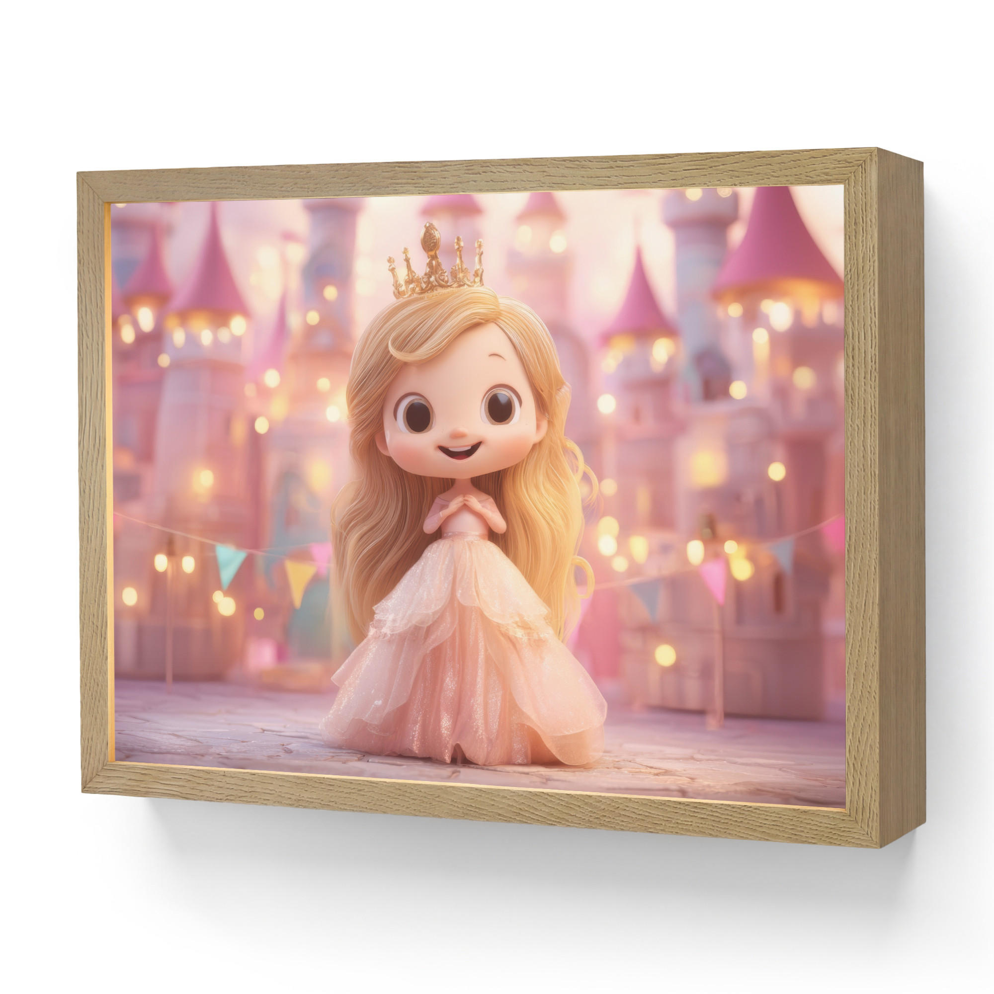 OnlyWow NÁSTĚNNÁ LAMPA S AKUMULÁTOREM Princezna - Růžová - Zámek 40x30 cm