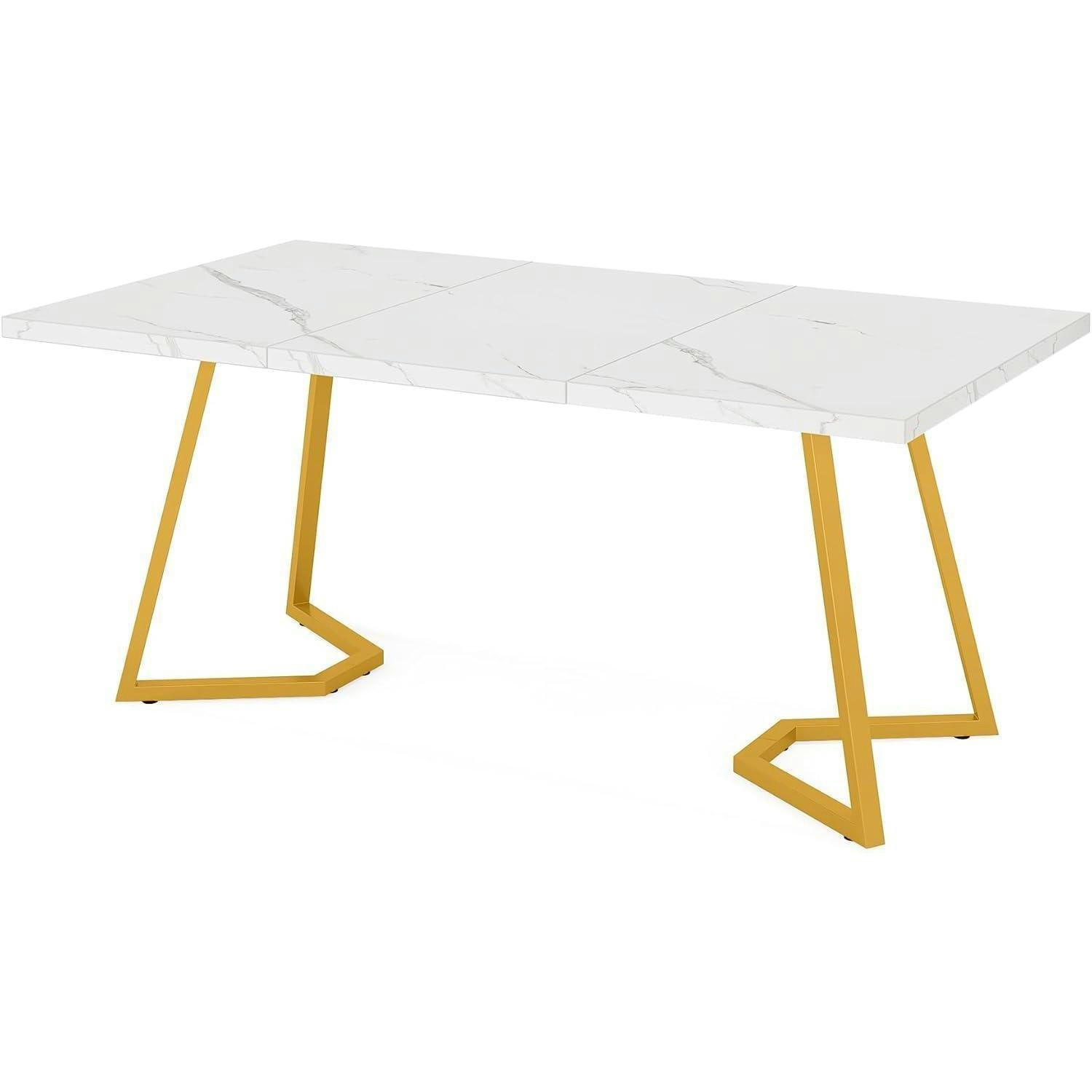 SCHREIBTISCH Computertisch Weiß Gold 140 x 80 cm - Multicolor, Holzwerkstoff (80/140/75cm)