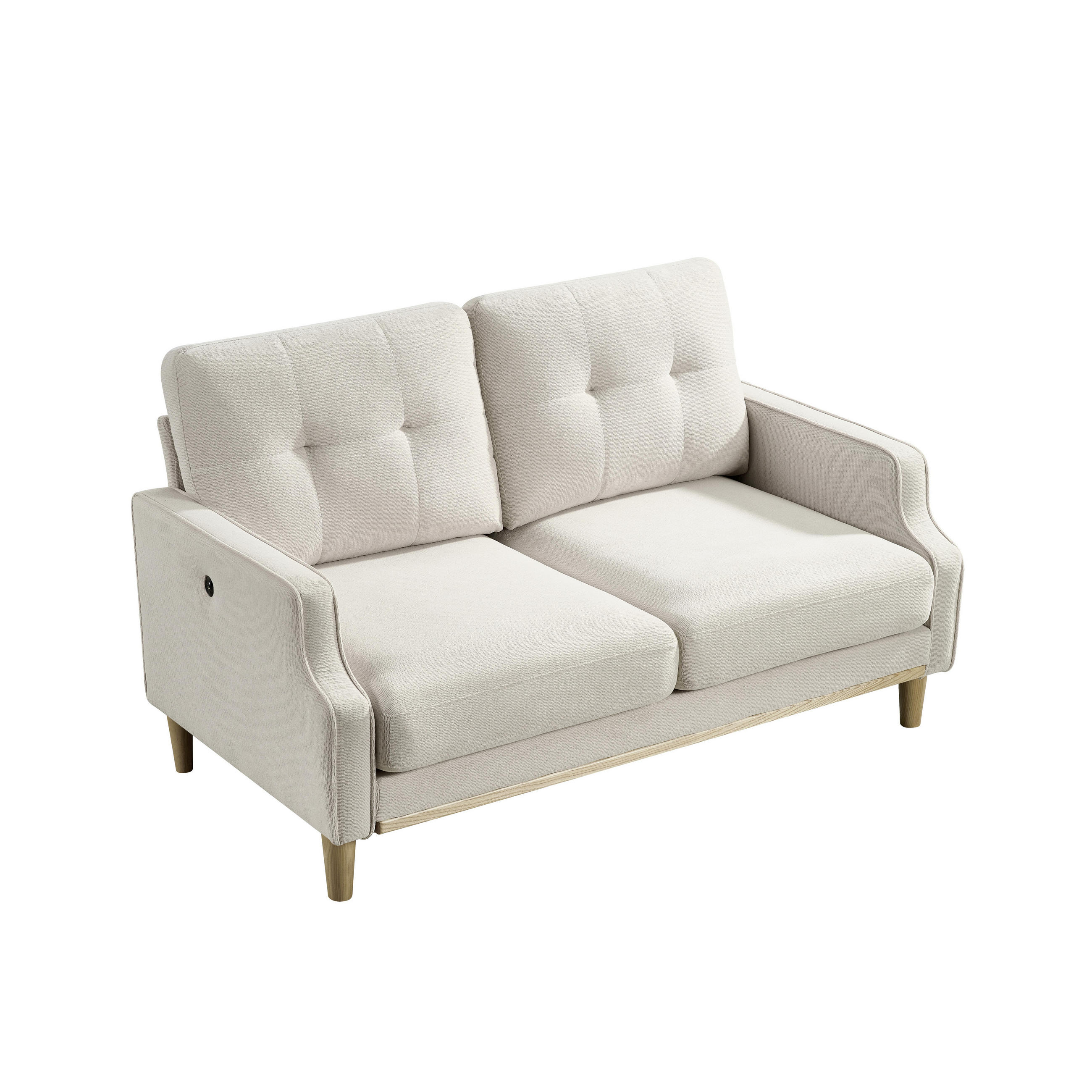 2-SITZER-SOFA DE-34686 mit USB-Ladeanschluss Beige - Beige, Holzwerkstoff (72/85/135cm) - ComfortXL