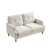 2-SITZER-SOFA DE-34686 mit USB-Ladeanschluss Beige - Beige, Holzwerkstoff (72/85/135cm) - ComfortXL