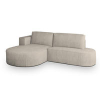 ECKSOFA CORTIO P L-S Creme Kordstoff mit Schlaffunktion - Creme, Holz (265/174cm) - MASSENO