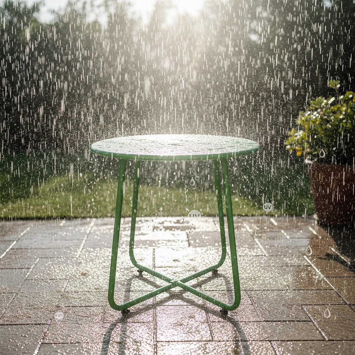 BEISTELLTISCH - Grün, Metall (44/44/46cm) - Relaxdays