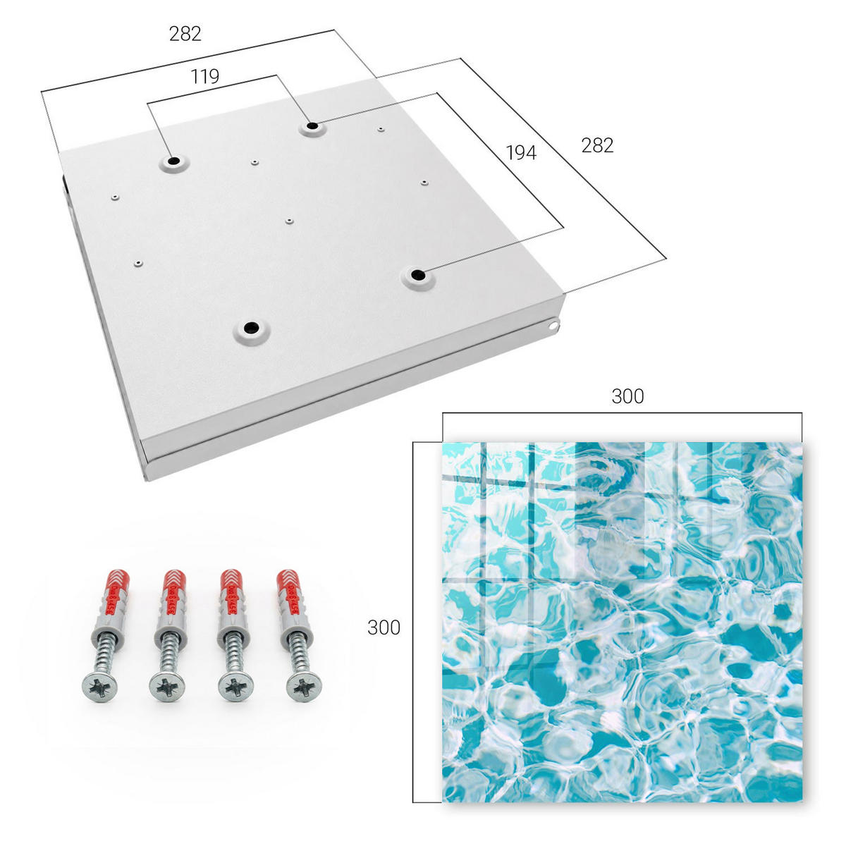 SCHLÜSSELBOX Weiß 30x30 cm – Türöffnung nach rechts - Wasserwirbel - Blau, Metall (30/30/5cm) - TULUP