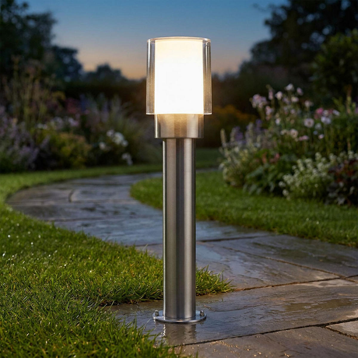 LED STEHLEUCHTE Edelstahl Silber Weiß - Silberfarben, Metall (12/12/50cm) - Wofi