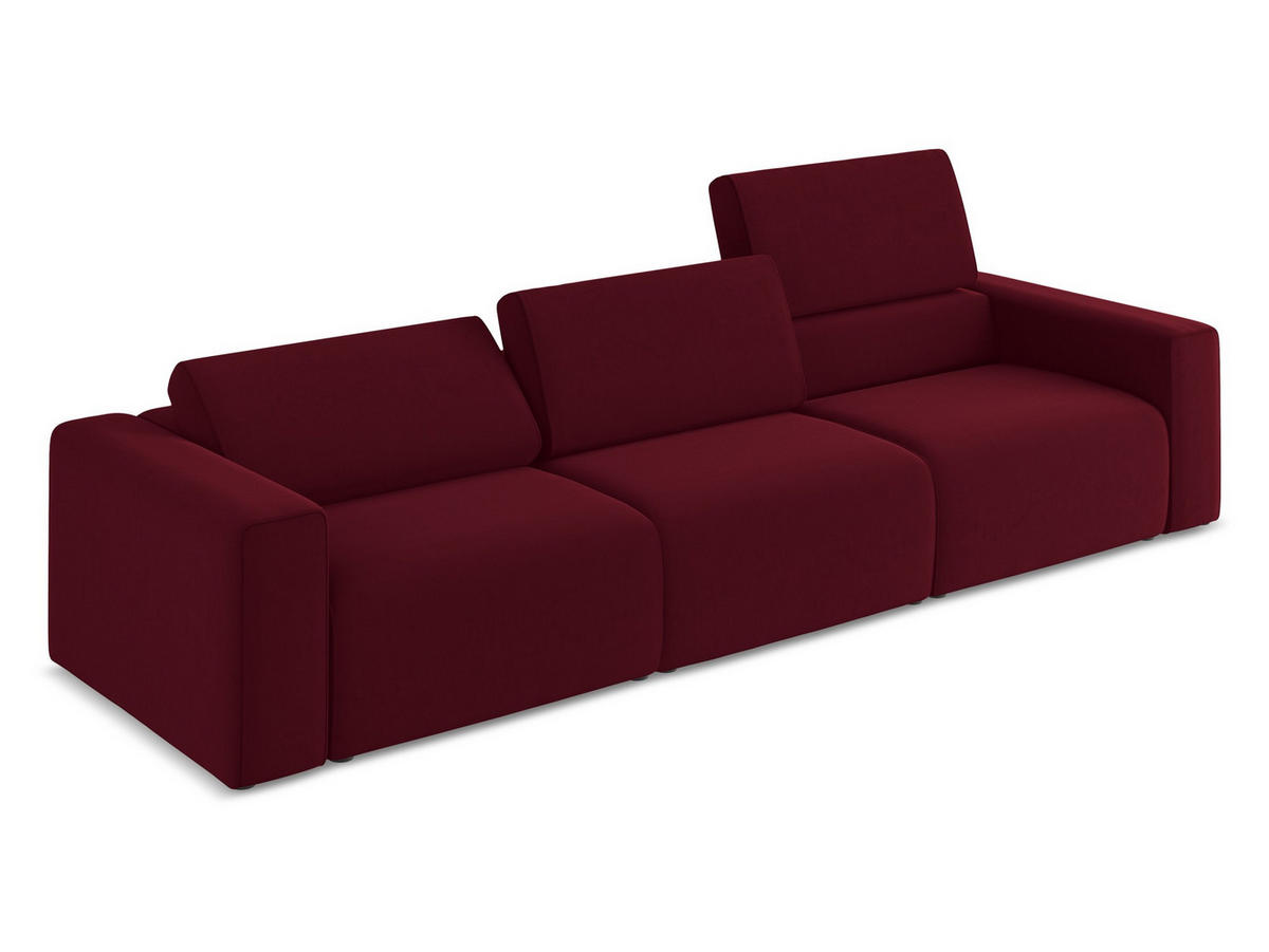4-SITZER-SOFA Samt Stoff Rot - Bordeaux/Beige, Kunststoff/Textil (314/80/103cm) - Makamii