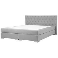 BOXSPRINGBETT 180/200cm Hellgrau Duchess - Hellgrau, Textil (180/200cm) - Beliani
