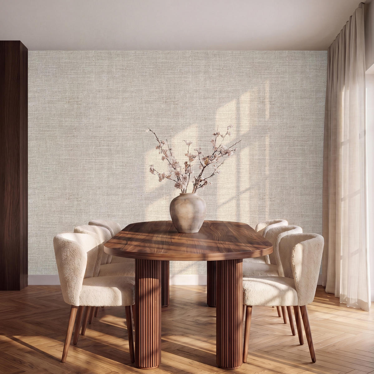 TAPETE - Leinen - Textur - Beige - 280x200 cm - Creme, Papier (280/200cm) - OnlyWow