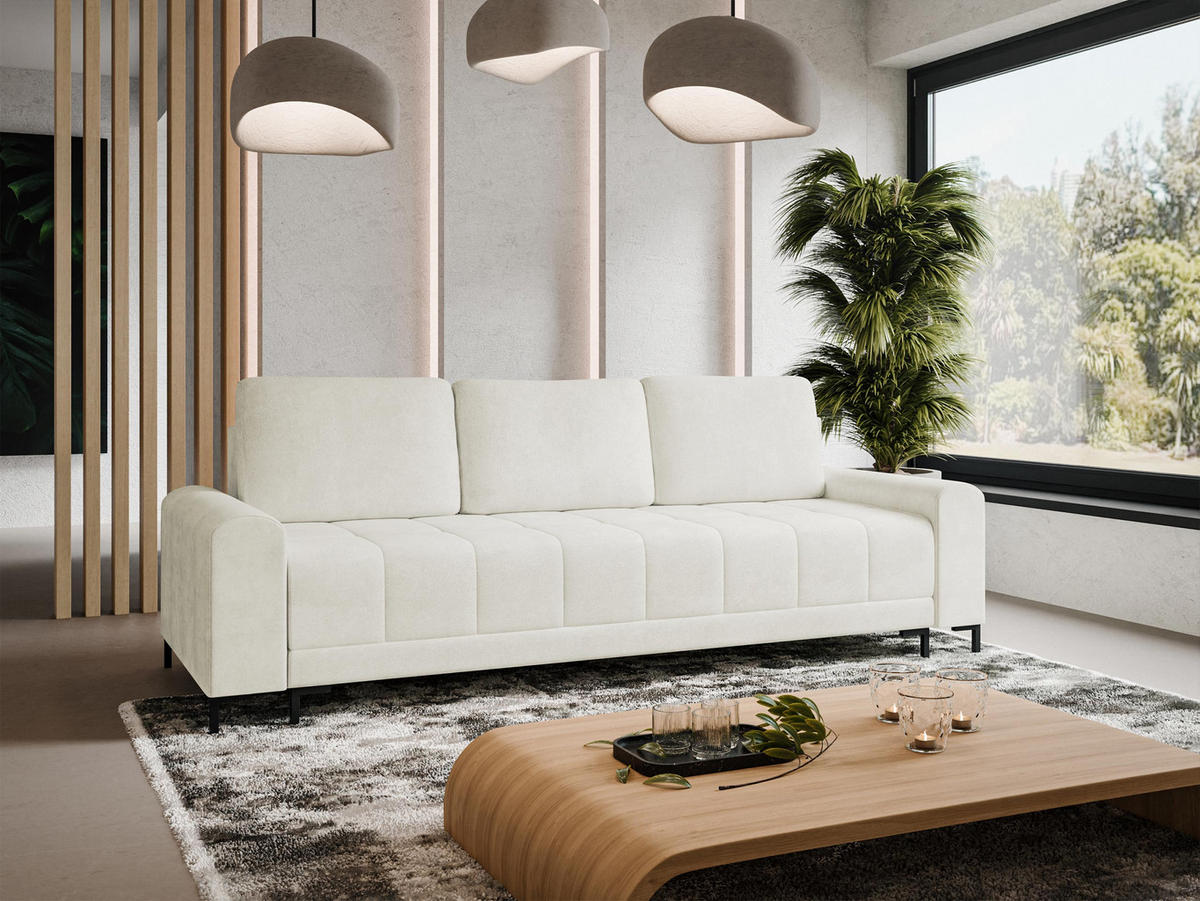 SCHLAFSOFA Aris - Creme/Schwarz, Holz/Textil (238/92/95cm) - MIRJAN24