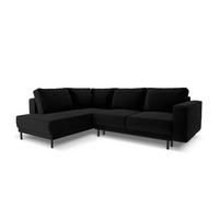 AUSKLAPPBARES-ECKSOFA links Caro aus Samt schwarz 5 Sitzplätze - Schwarz, Textil (187/247cm) - Micadoni