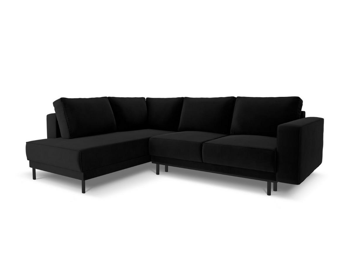 AUSKLAPPBARES-ECKSOFA links Caro aus Samt schwarz 5 Sitzplätze - Schwarz, Textil (187/247cm) - Micadoni