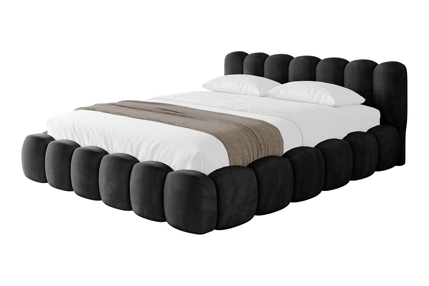 POLSTERBETT mit Bettkasten und Lattenrost, Bett mit Matratze H3/H4 - SENA-v1 120x200 Schwarz - Schwarz, Holzwerkstoff/Textil (120/200cm) - ALTDECOR