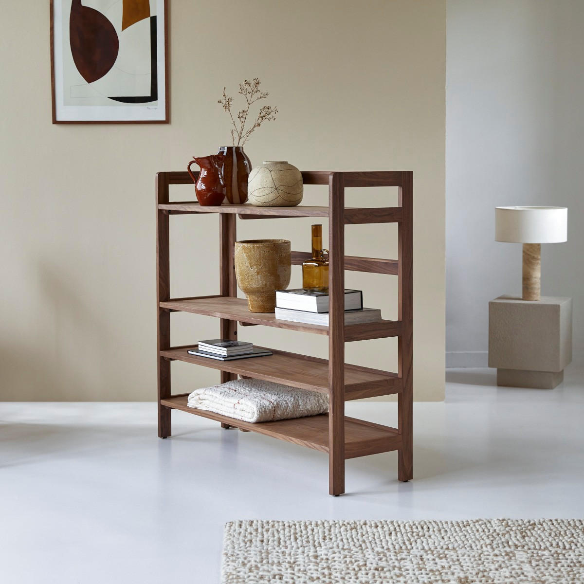 BÜCHERREGAL Esmée Braun aus Walnuss - Braun, Holz (110/105/35cm) - Tikamoon