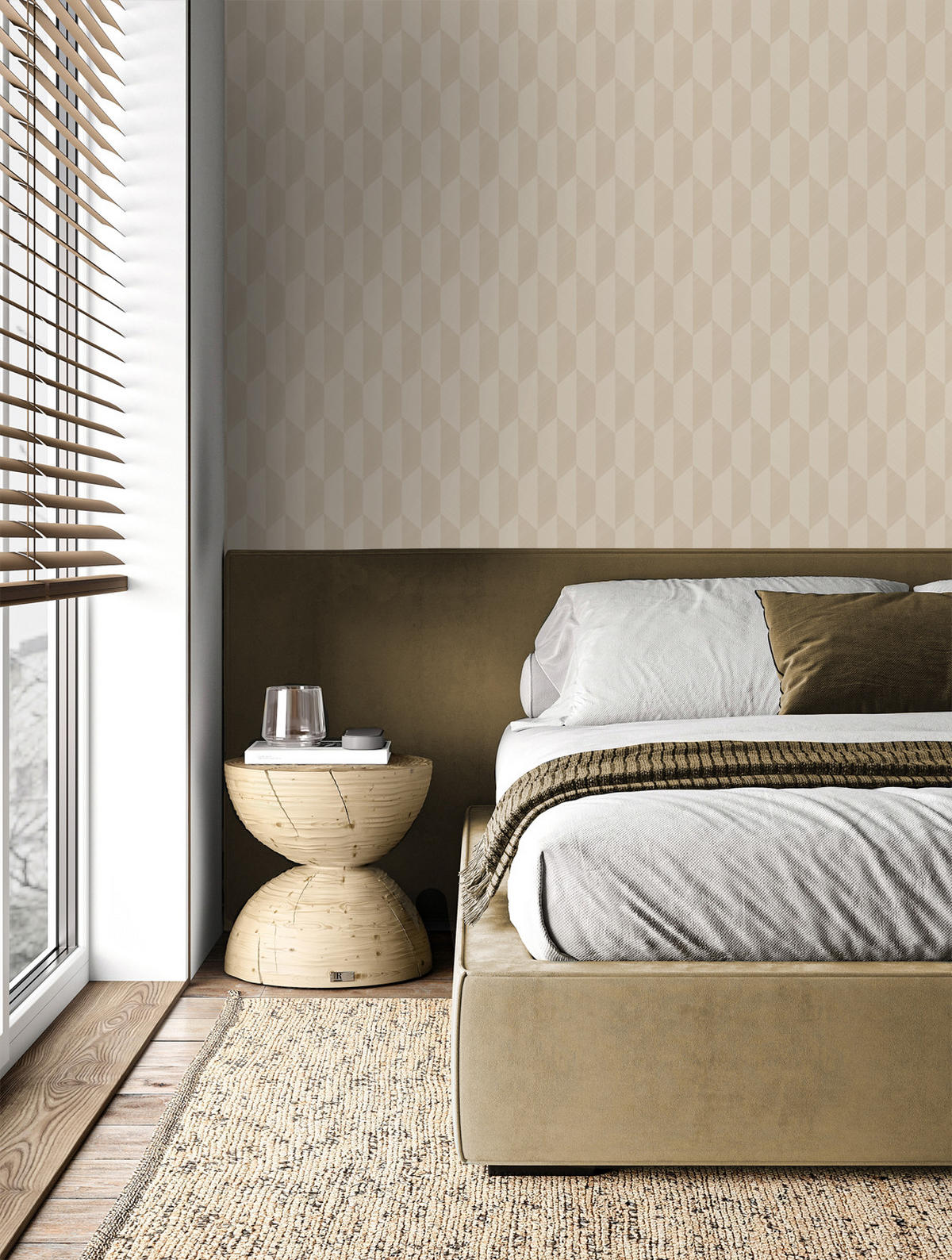 TAPETE 3D Muster 50 x 900 cm - Beige, Papier (50/900cm) - Origin Wallcoverings
