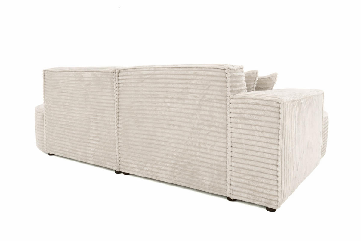ECKSOFA L-Form, Cordstoff Velo, Ecru, Links, Modena Studio - Ecru, Holz (236/165cm) - Kaiser Möbel