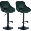 BARHOCKER 2er Set Samt dunkelgrün - Dunkelgrün/Schwarz, Textil/Metall (46/83/49cm) - CLP