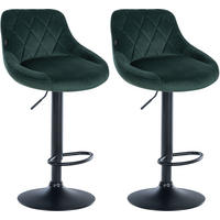 BARHOCKER 2er Set Samt dunkelgrün - Dunkelgrün/Schwarz, Textil/Metall (46/83/49cm) - CLP