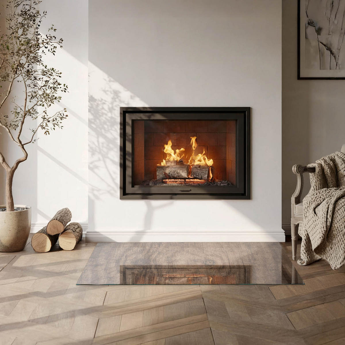 GLASPLATTE für Kamin 100x50 cm - Braun, Glas (100/50/0.4cm) - TULUP