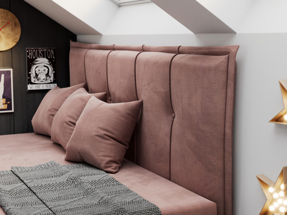 BOXBETT BANCO 90/200 Rosa Velvet hydrophob - H3 - Rosa, Holz/Textil (90/200cm) - MKS