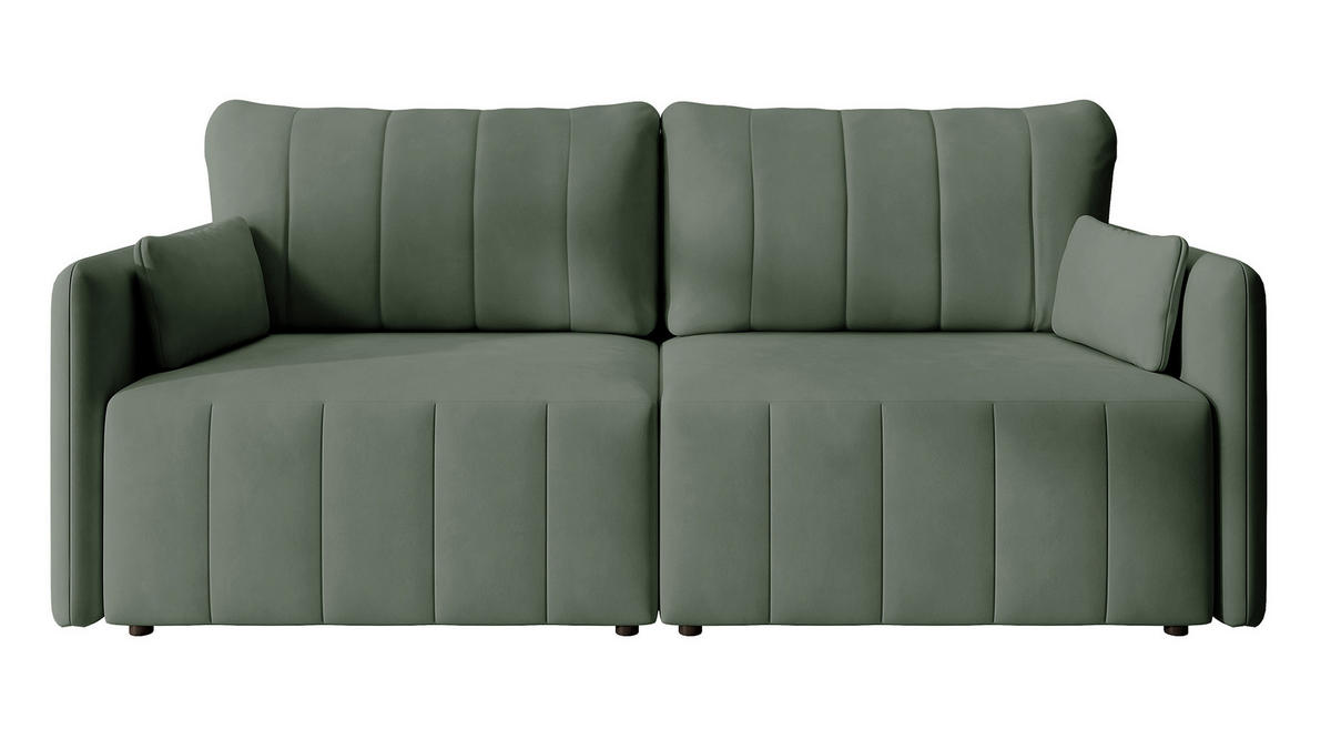 SCHLAFSOFA Pierra Hellgrün hydrophober Samt - Schwarz/Grün, Kunststoff/Textil (215/100/112cm) - Selsey