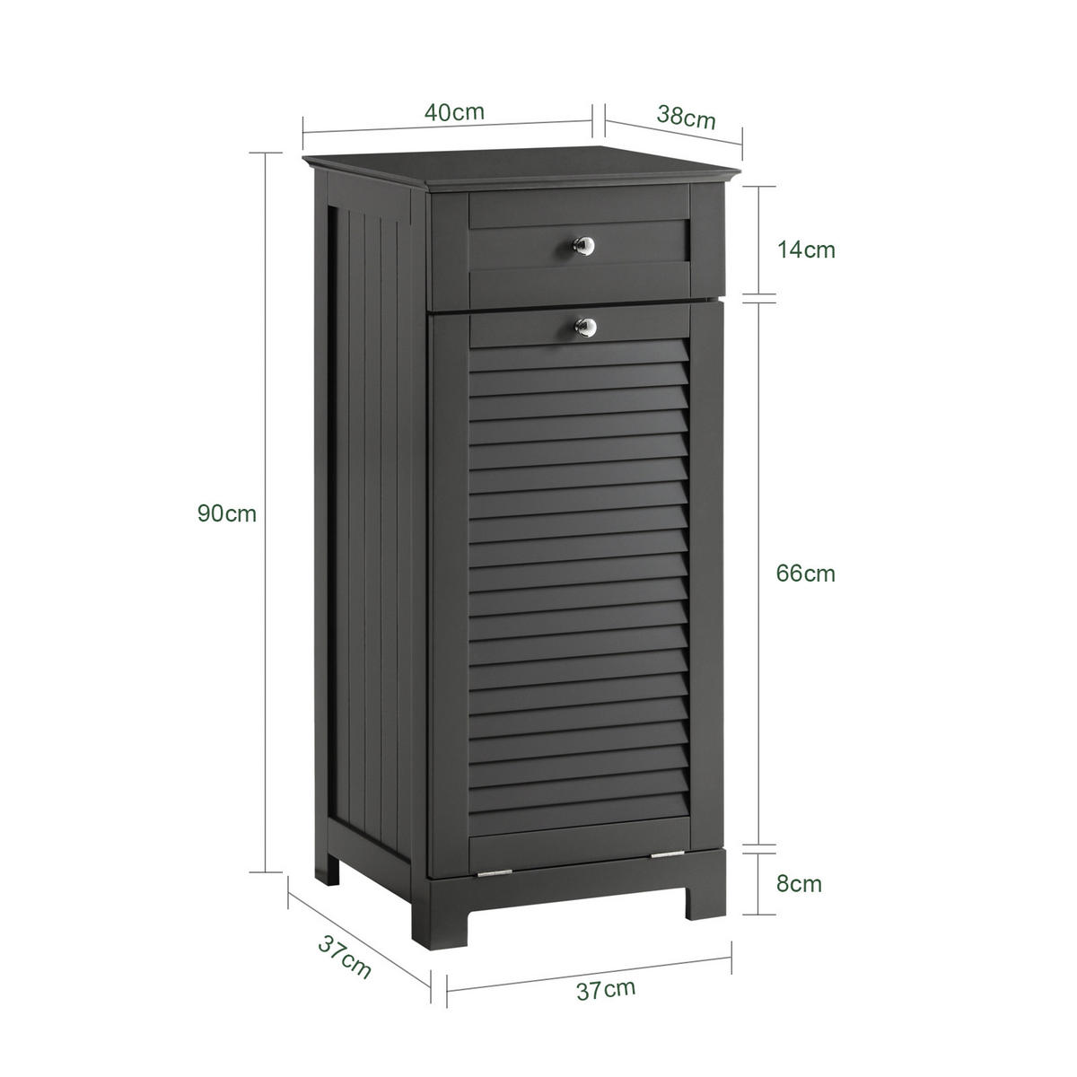 WÄSCHESCHRANK Grau - Grau, Holzwerkstoff (40/90/38cm) - SoBuy