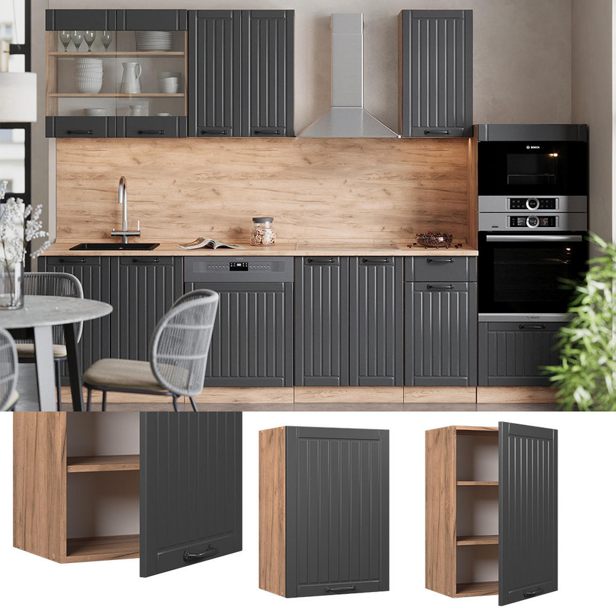 Honigeiche/Dunkelgrau, Holzwerkstoff (50/72/34.1cm) - Vicco